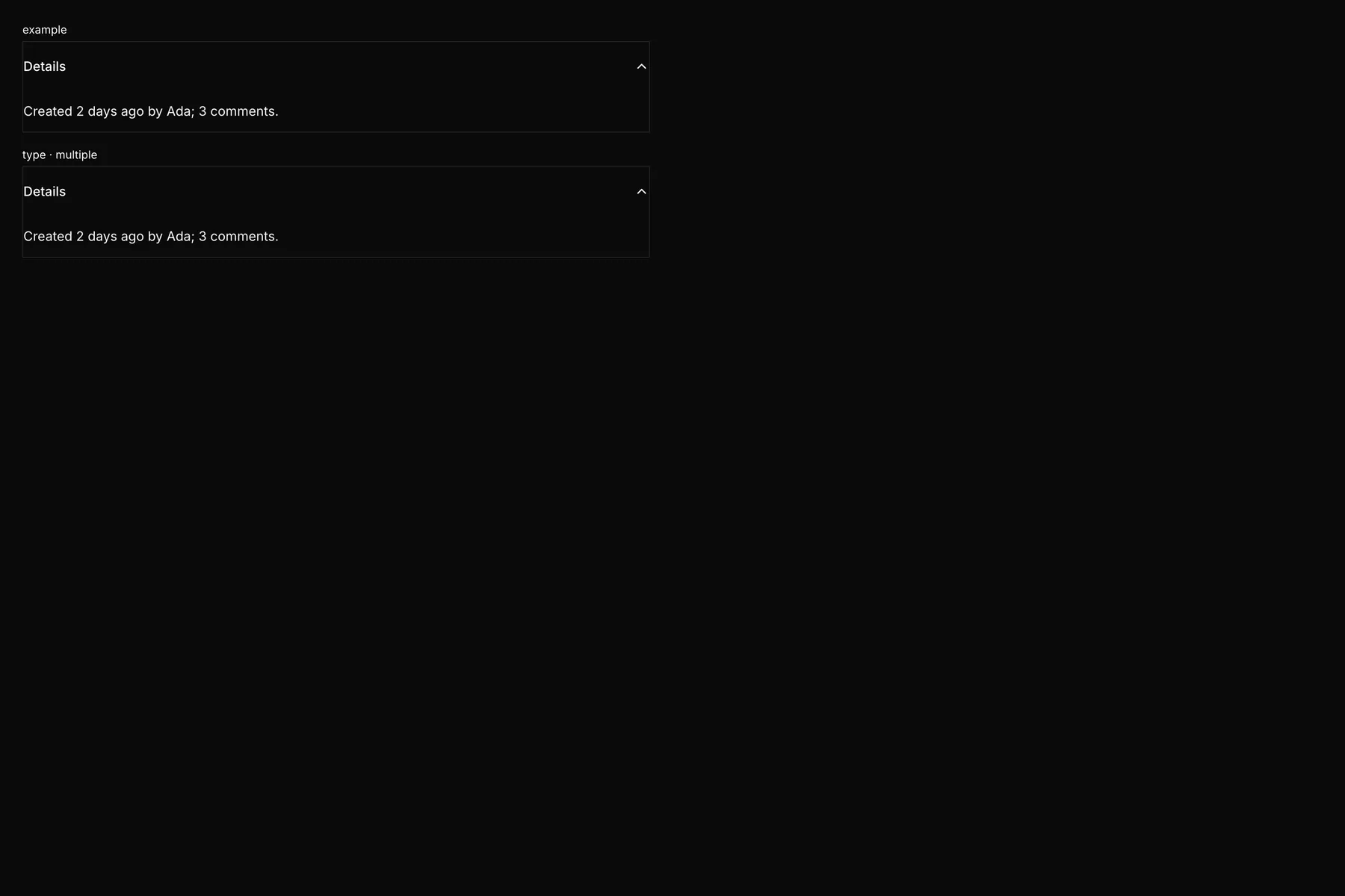 Accordion rendered by the React renderer on Web