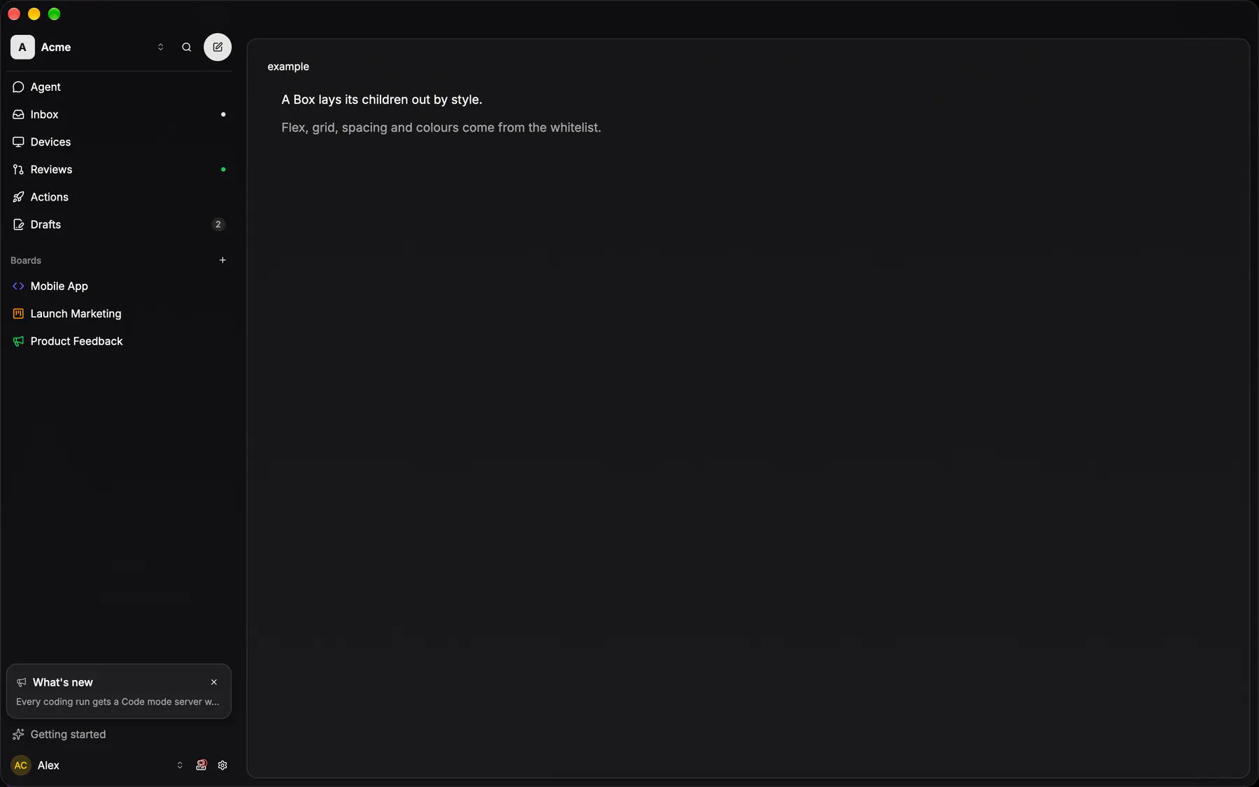 Box rendered by the gpui renderer on Desktop
