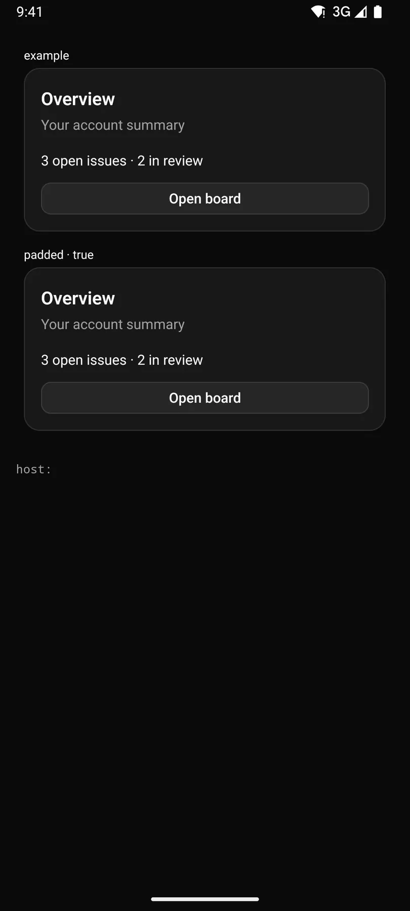 Card rendered by the Compose renderer on Android