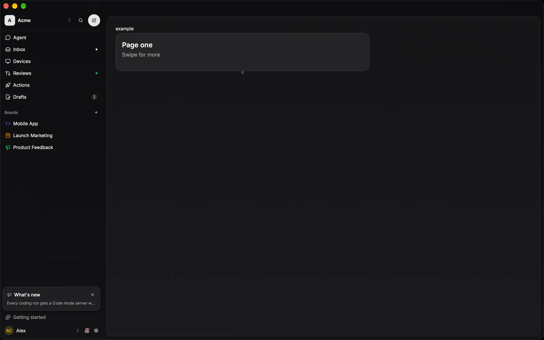 Carousel rendered by the gpui renderer on Desktop