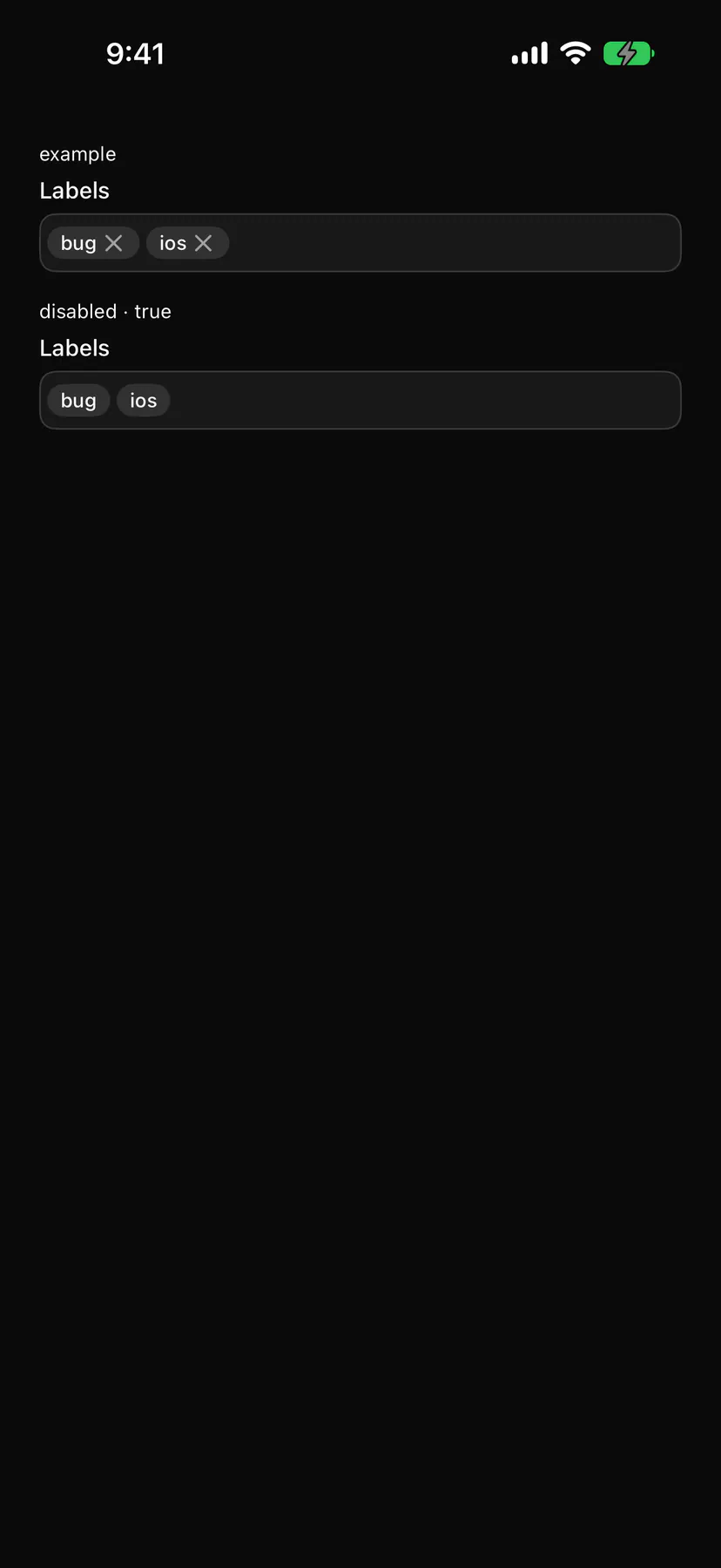 ChipInput rendered by the SwiftUI renderer on iOS