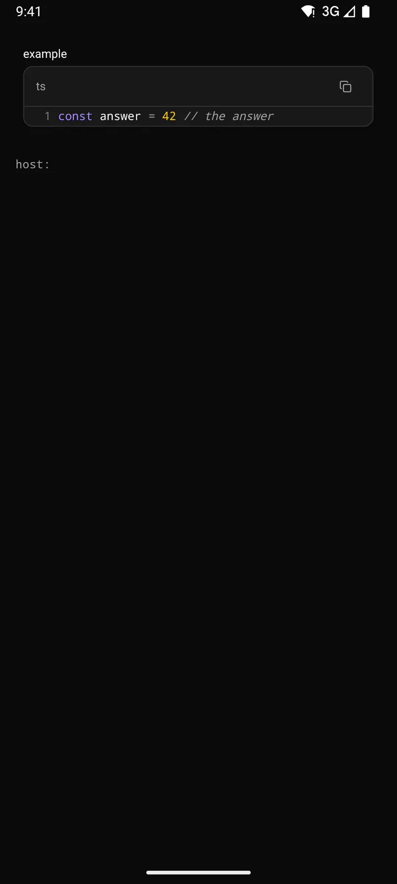 CodeBlock rendered by the Compose renderer on Android