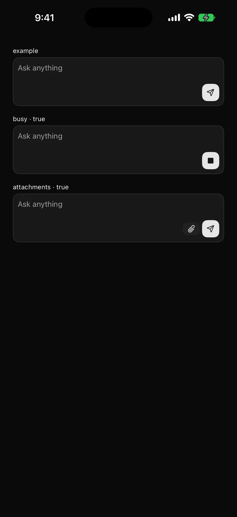 Composer rendered by the SwiftUI renderer on iOS
