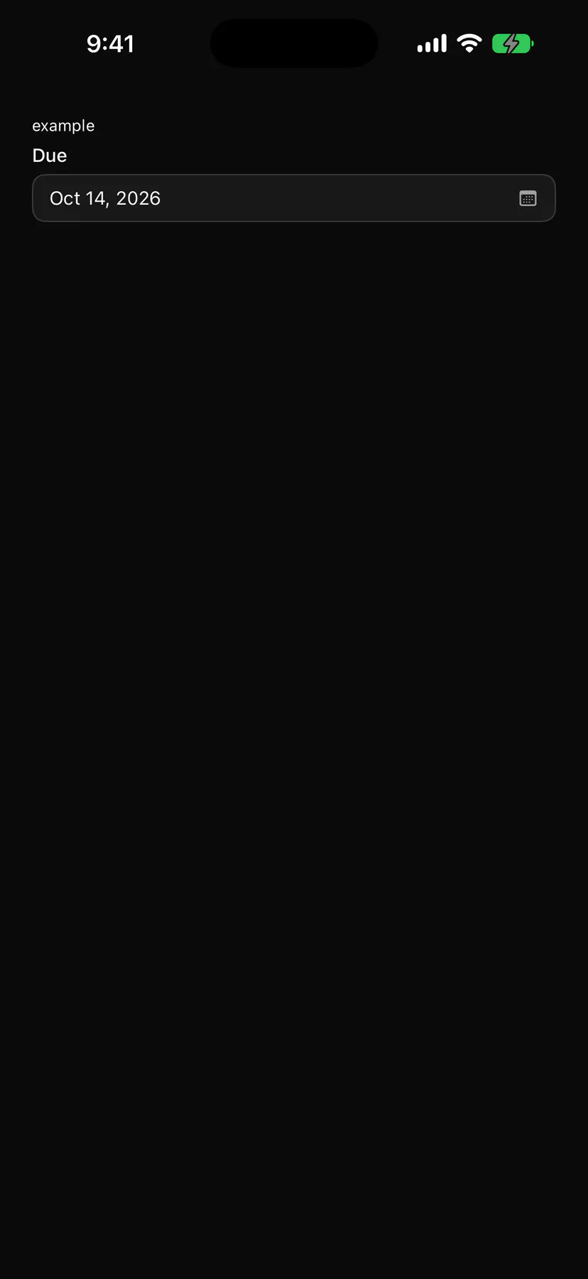 DatePicker rendered by the SwiftUI renderer on iOS