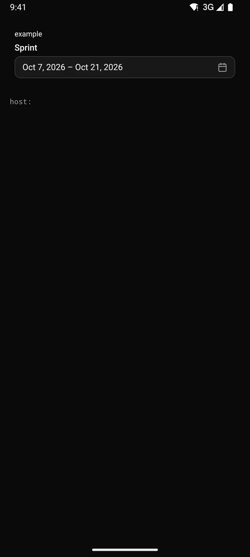 DateRangePicker rendered by the Compose renderer on Android