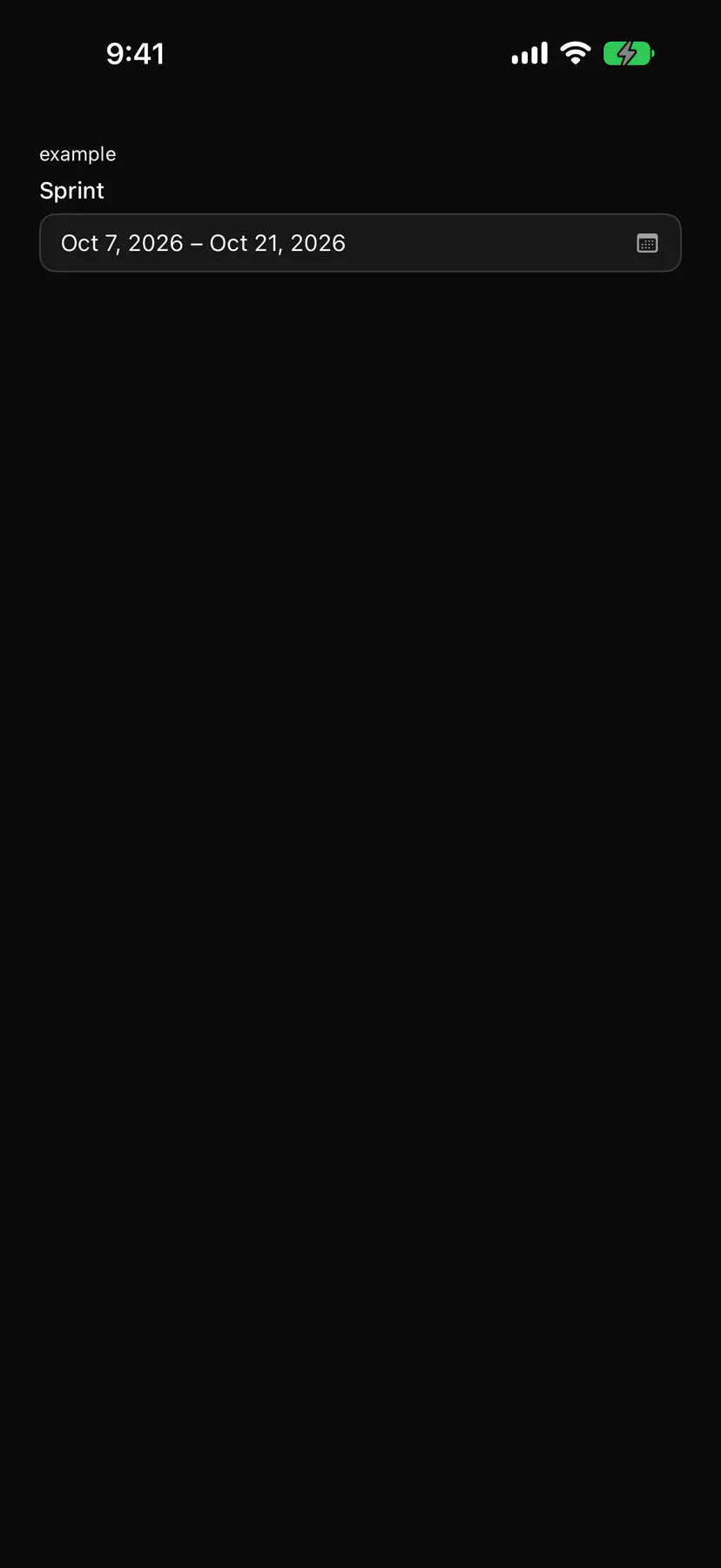 DateRangePicker rendered by the SwiftUI renderer on iOS