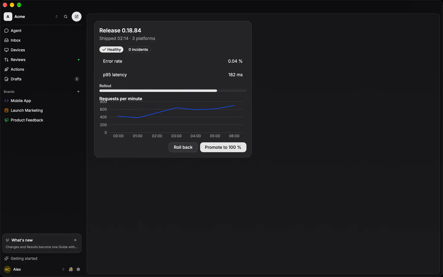 The release surface rendered by the gpui renderer on Desktop