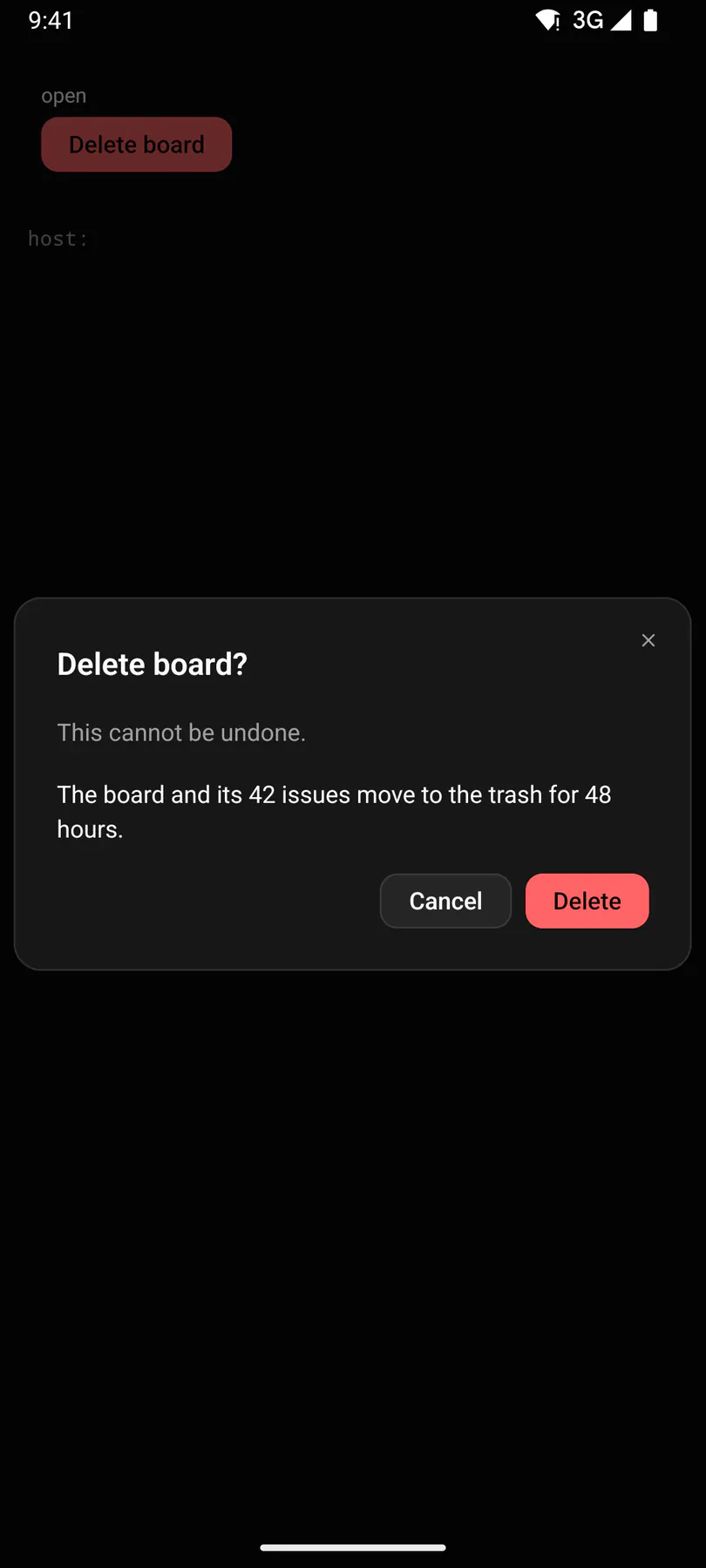 Dialog rendered by the Compose renderer on Android