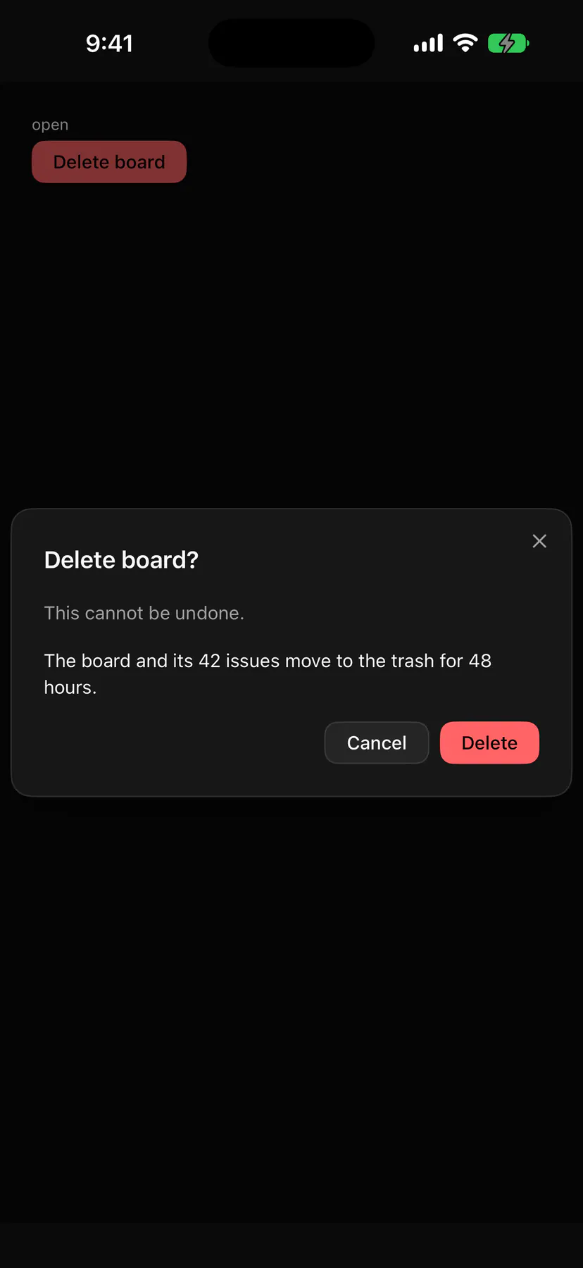 Dialog rendered by the SwiftUI renderer on iOS