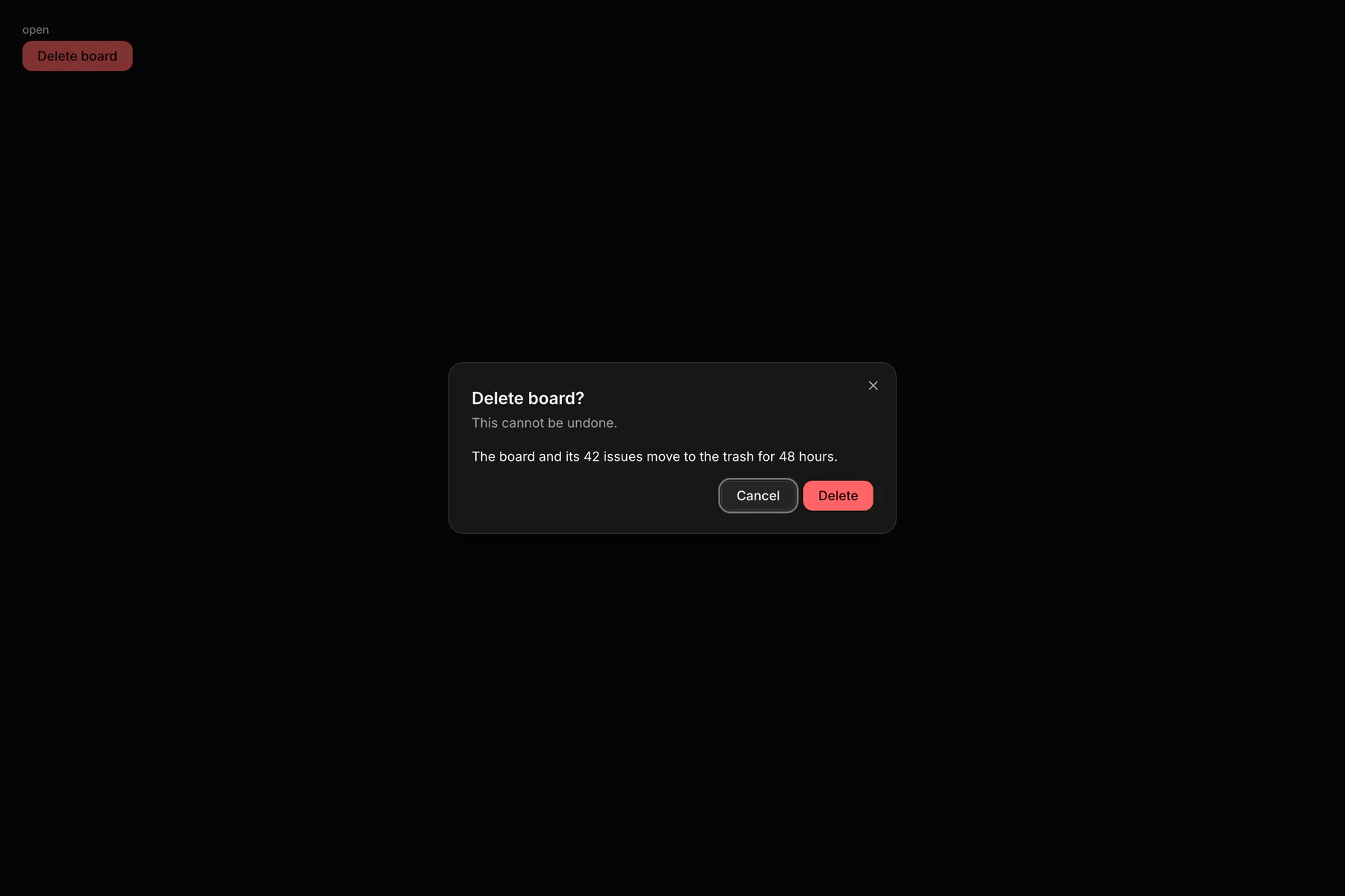 Dialog rendered by the React renderer on Web