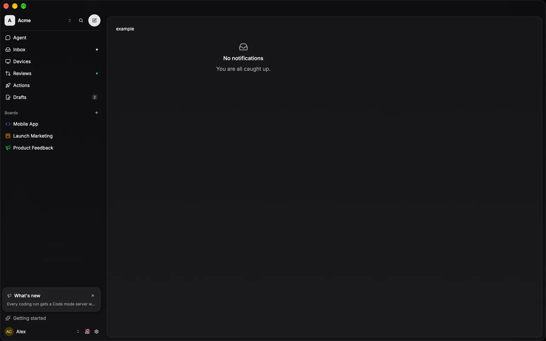 EmptyState rendered by the gpui renderer on Desktop