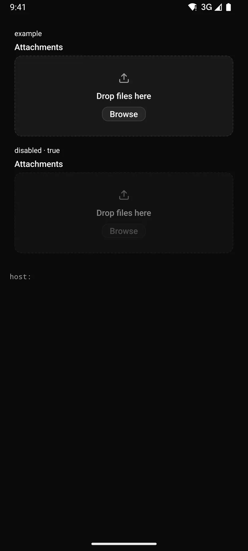 FileUpload rendered by the Compose renderer on Android