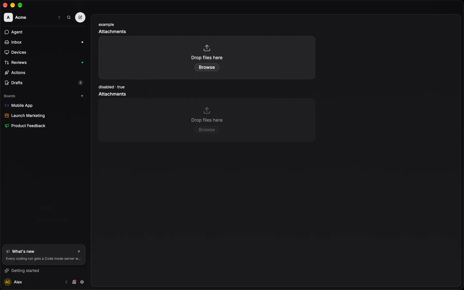 FileUpload rendered by the gpui renderer on Desktop
