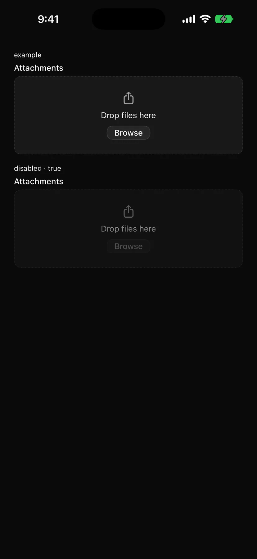 FileUpload rendered by the SwiftUI renderer on iOS
