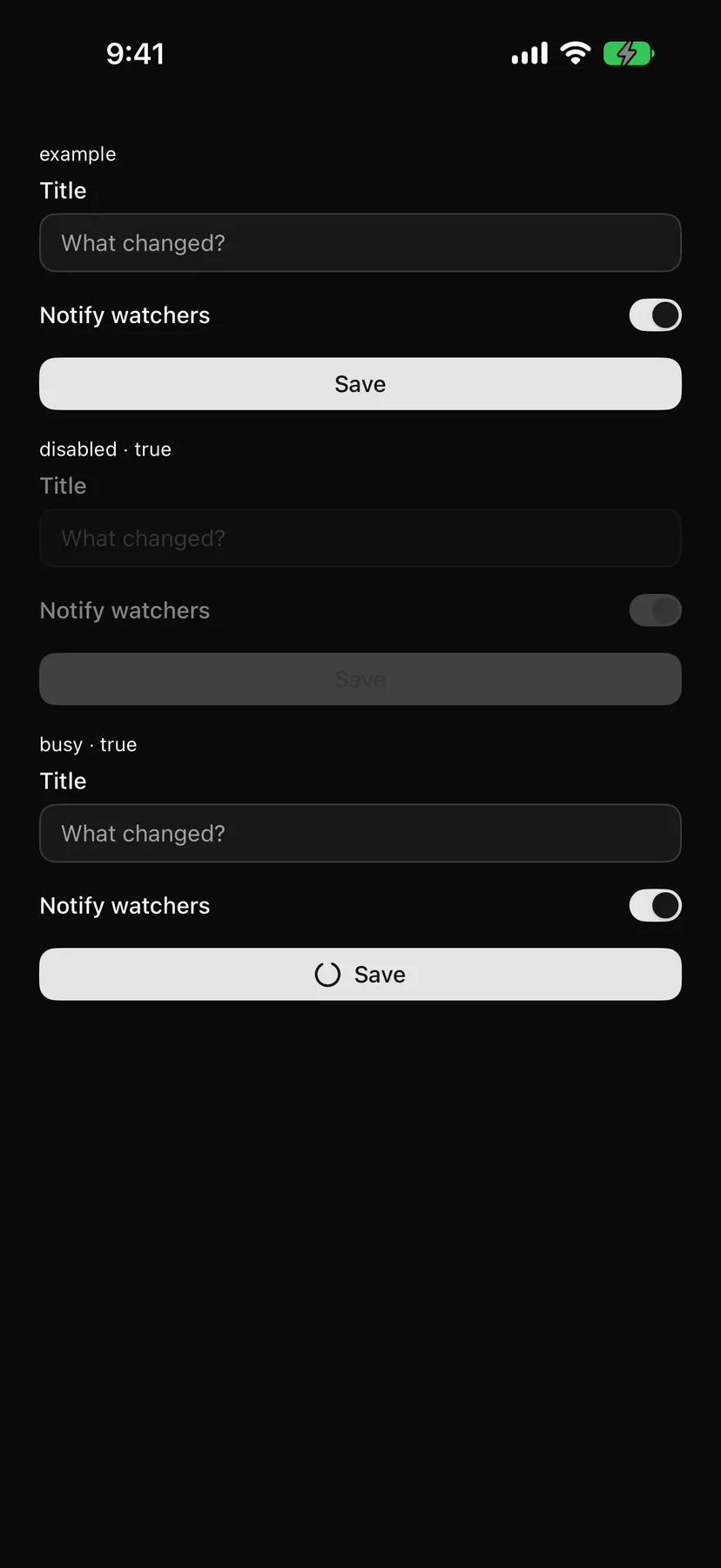 Form rendered by the SwiftUI renderer on iOS