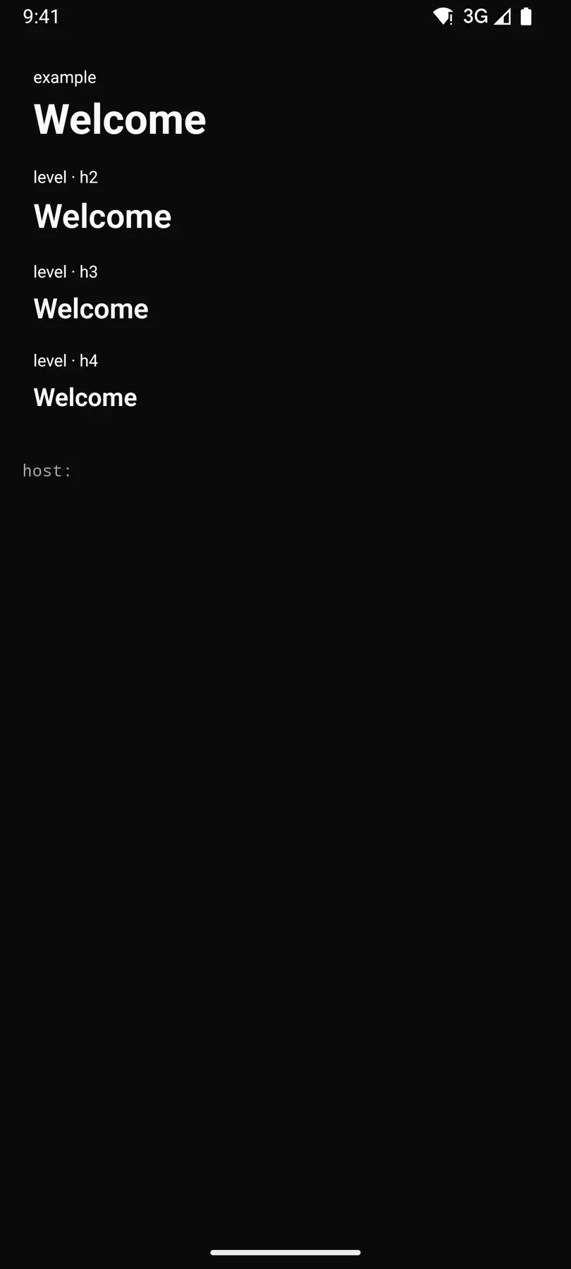 Heading rendered by the Compose renderer on Android