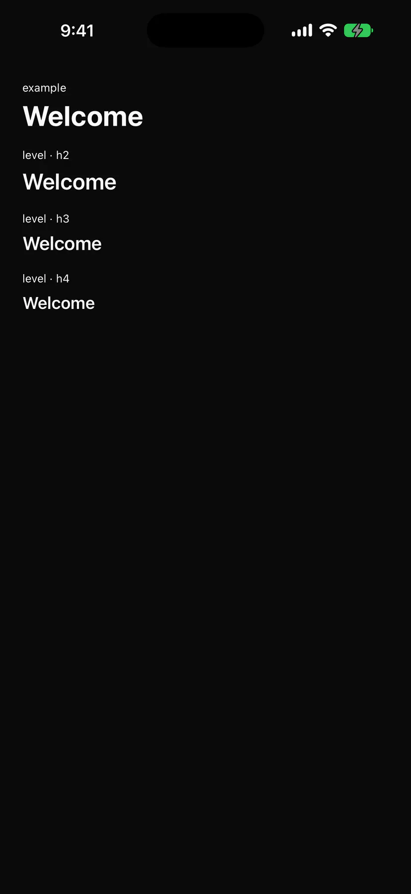 Heading rendered by the SwiftUI renderer on iOS