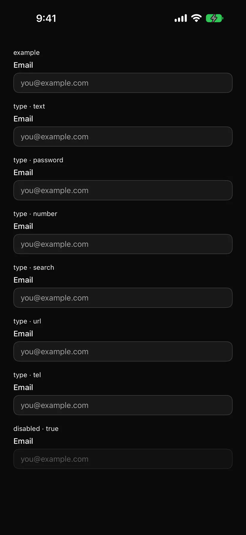Input rendered by the SwiftUI renderer on iOS