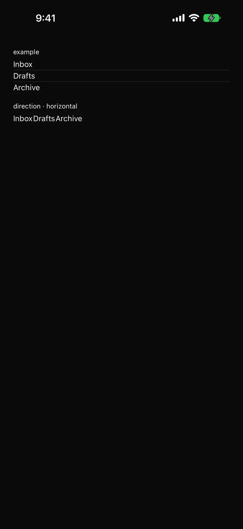 List rendered by the SwiftUI renderer on iOS