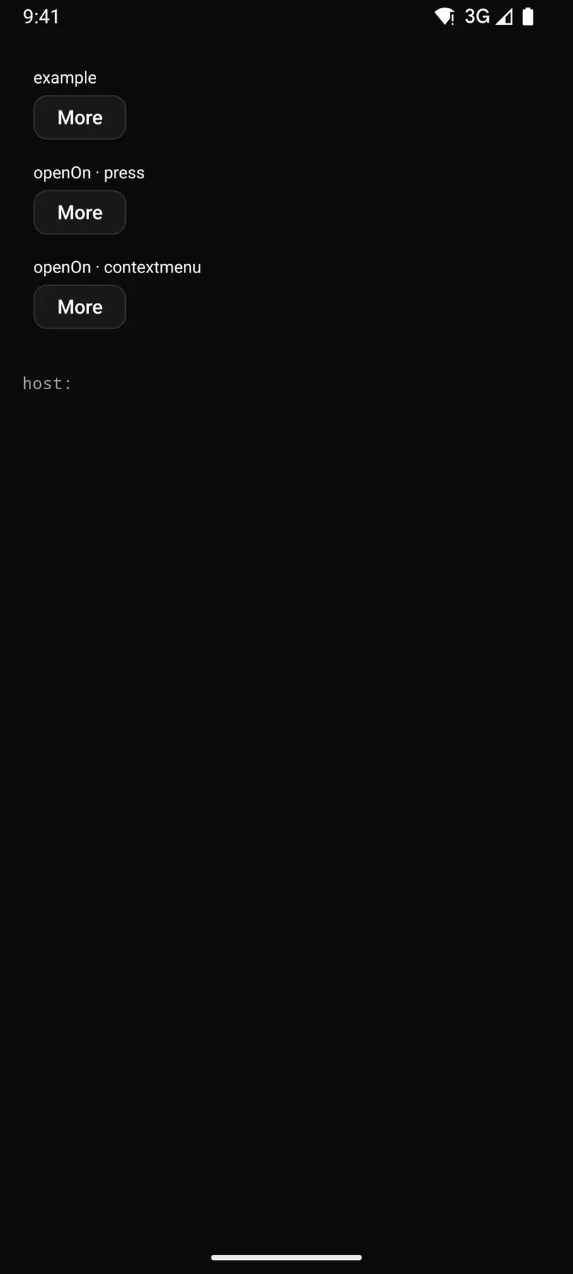 Menu rendered by the Compose renderer on Android