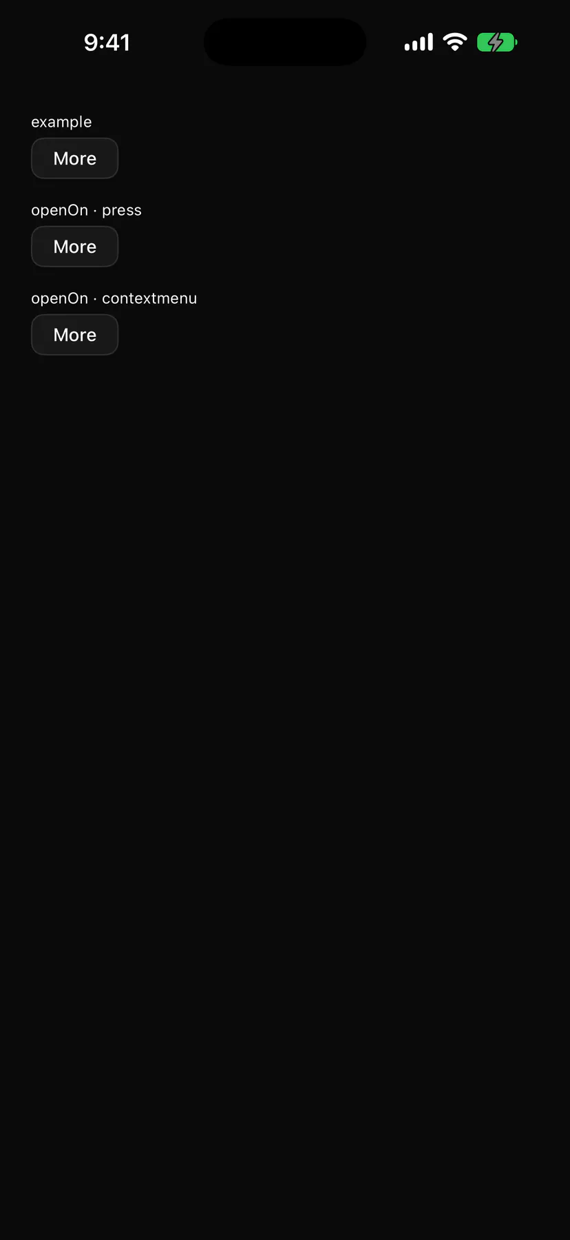 Menu rendered by the SwiftUI renderer on iOS