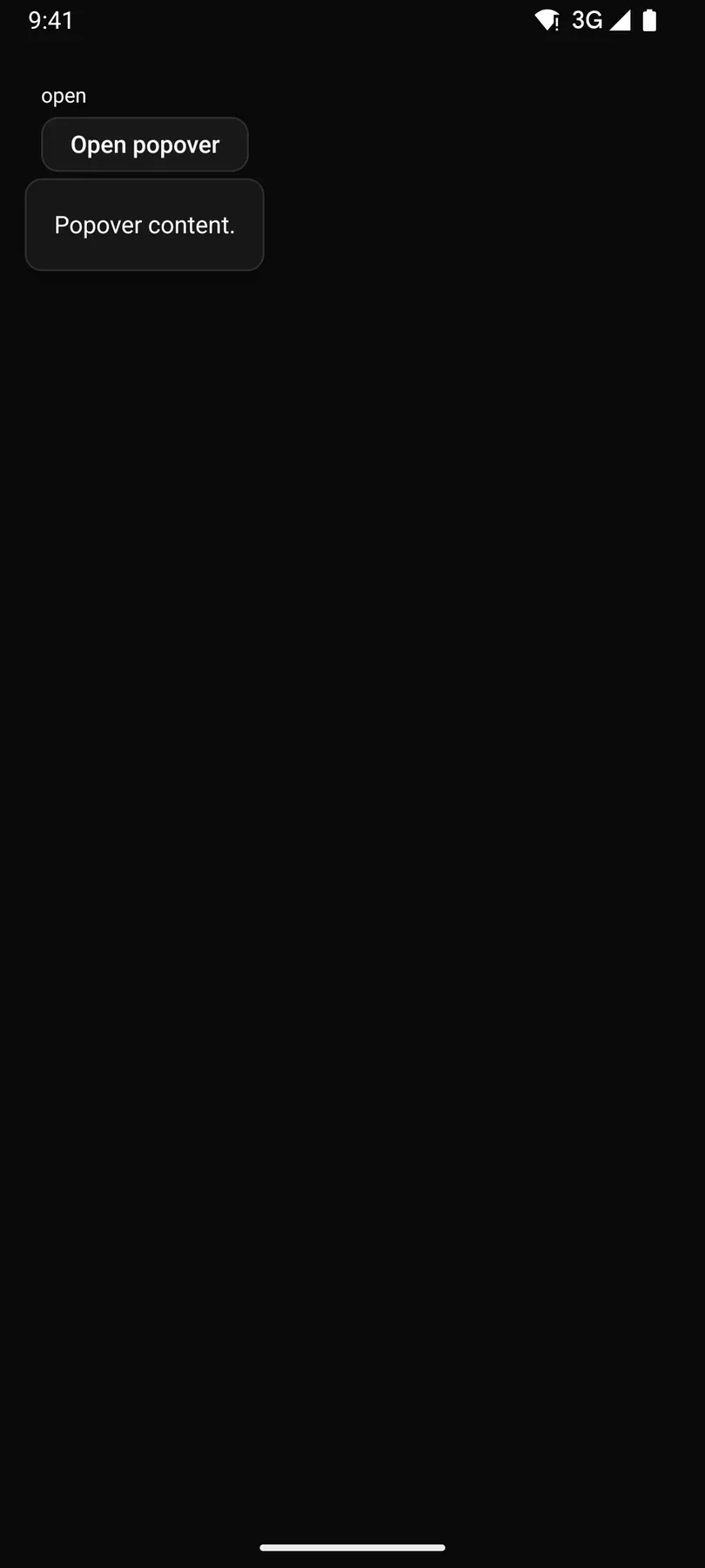 Popover rendered by the Compose renderer on Android