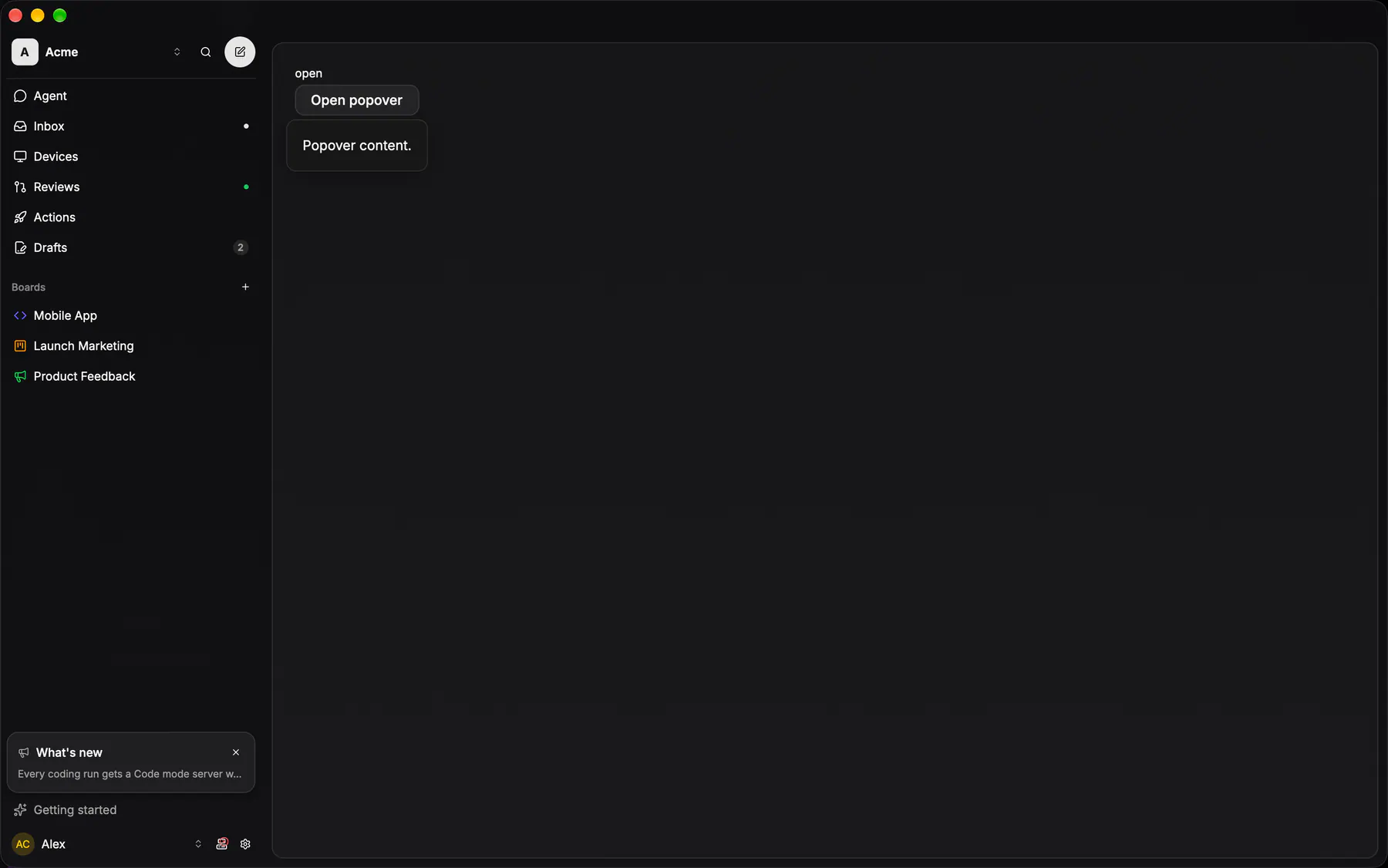 Popover rendered by the gpui renderer on Desktop