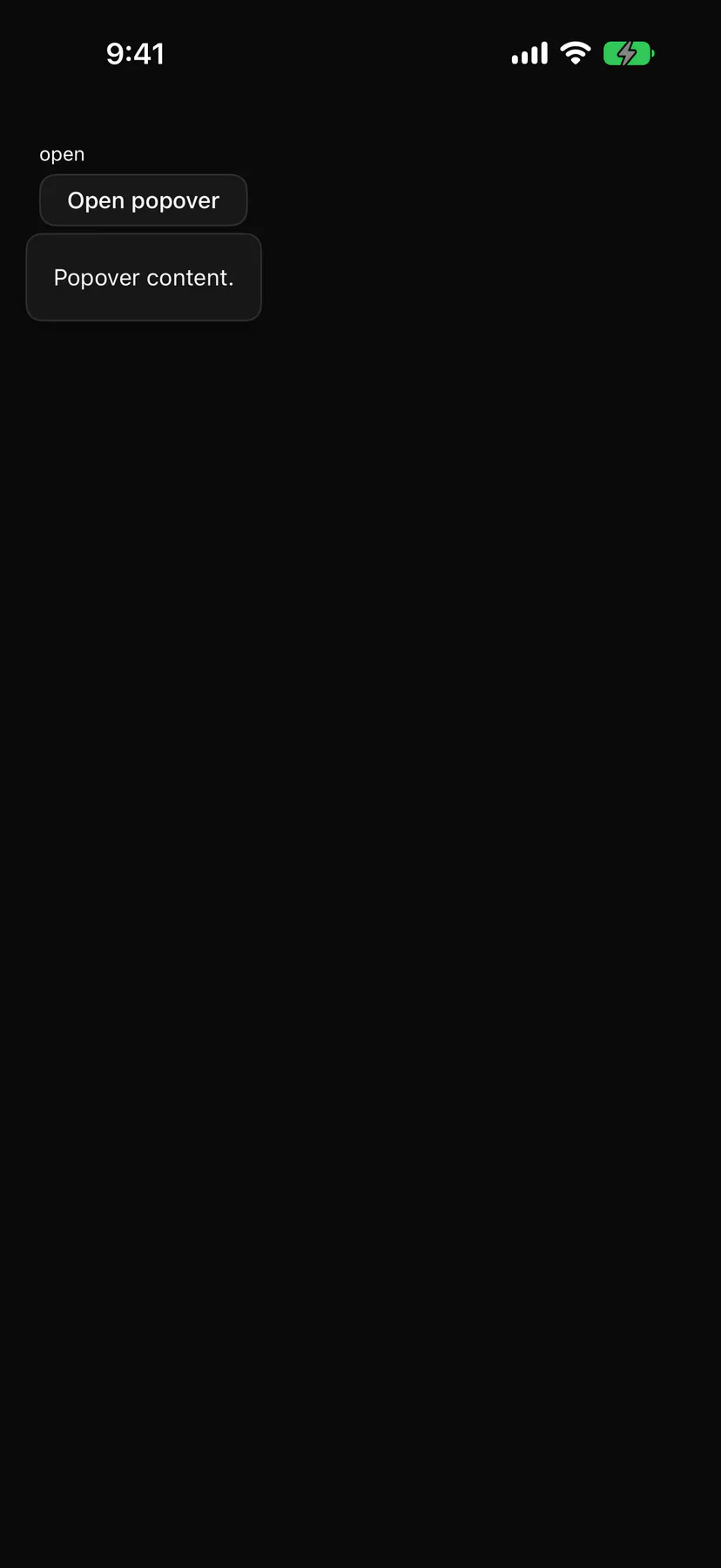 Popover rendered by the SwiftUI renderer on iOS