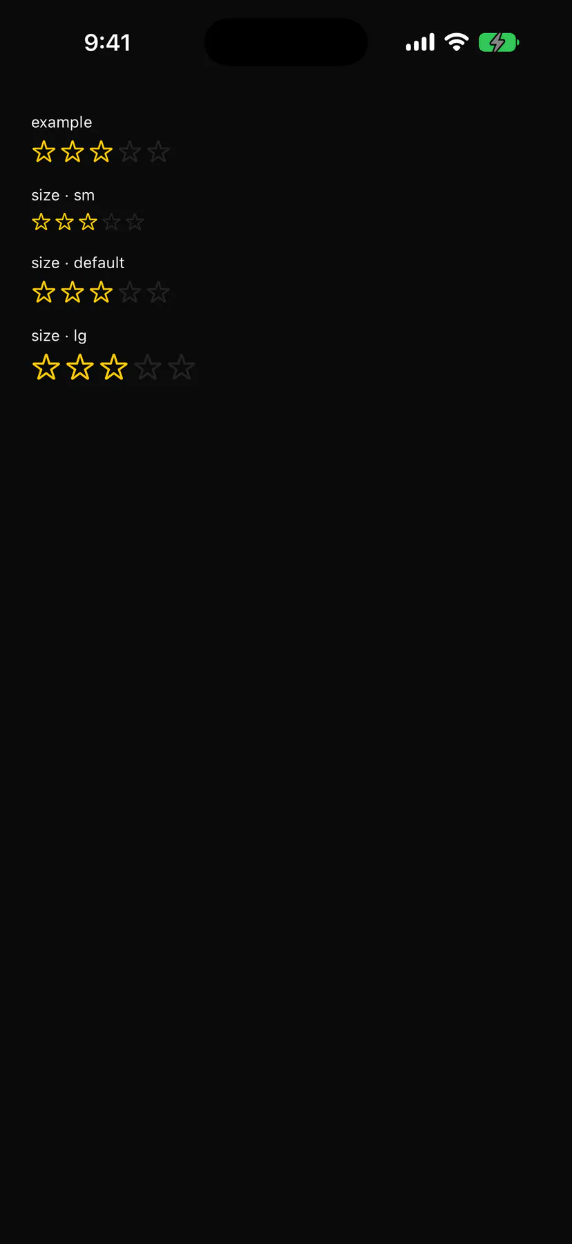 Rating rendered by the SwiftUI renderer on iOS