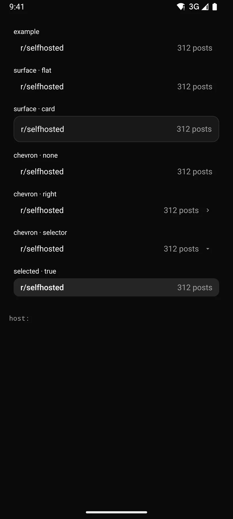 Row rendered by the Compose renderer on Android