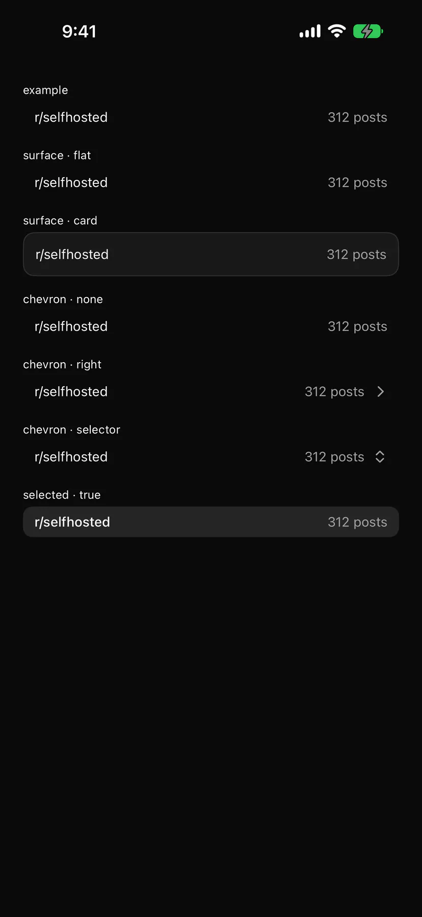 Row rendered by the SwiftUI renderer on iOS