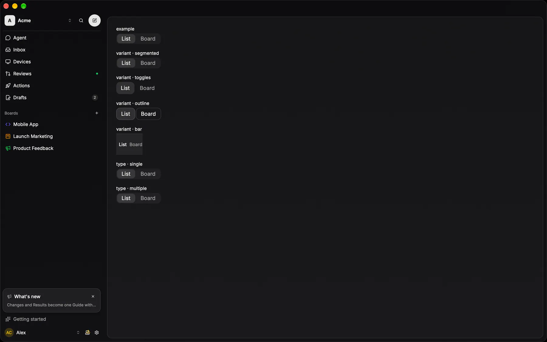 Segmented rendered by the gpui renderer on Desktop