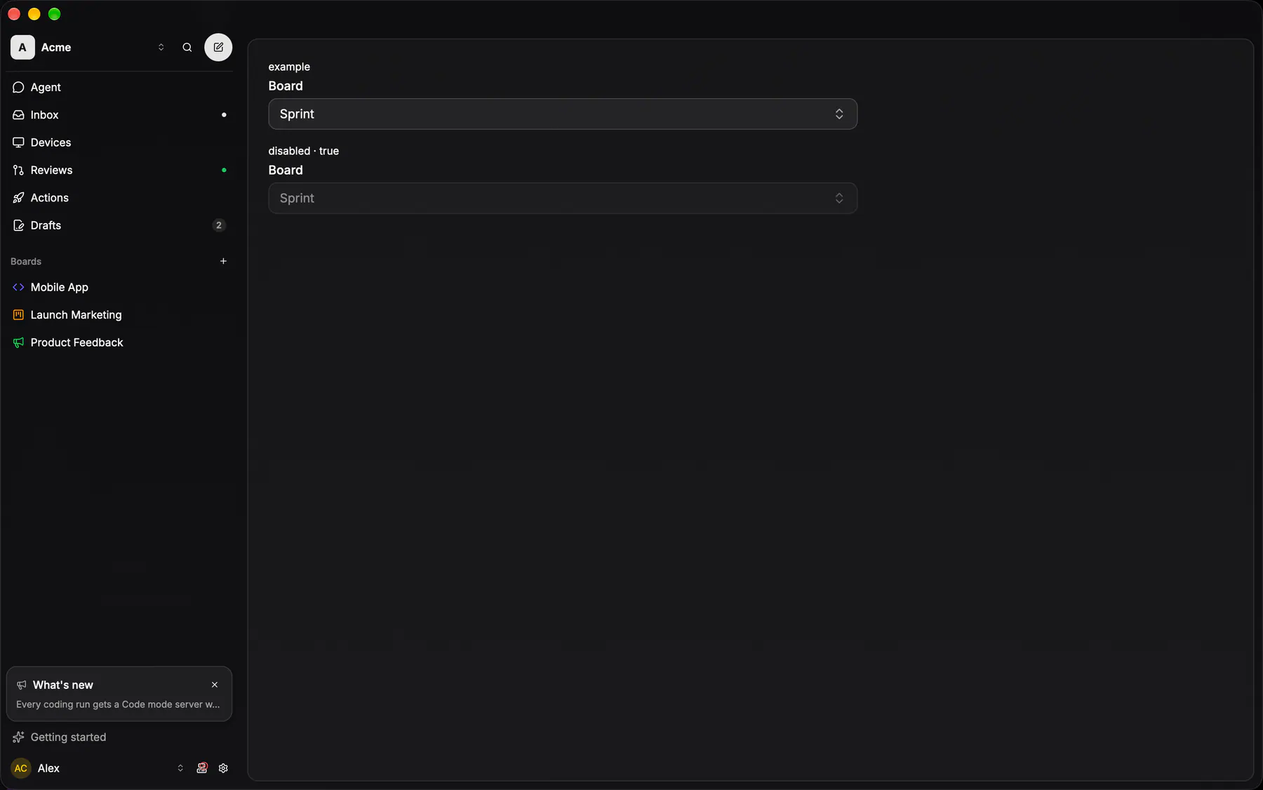 Select rendered by the gpui renderer on Desktop