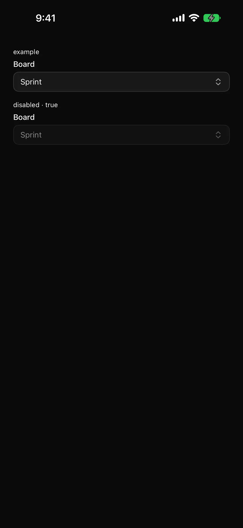 Select rendered by the SwiftUI renderer on iOS