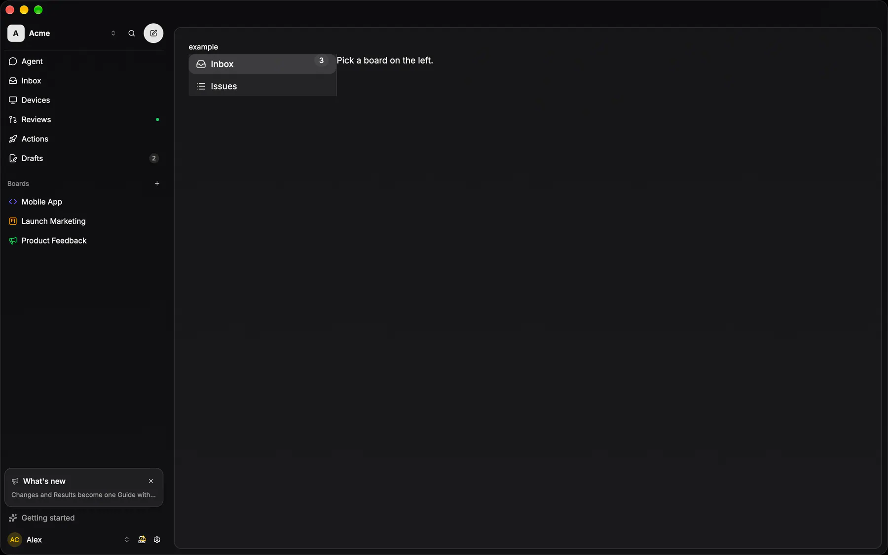 Sidebar rendered by the gpui renderer on Desktop