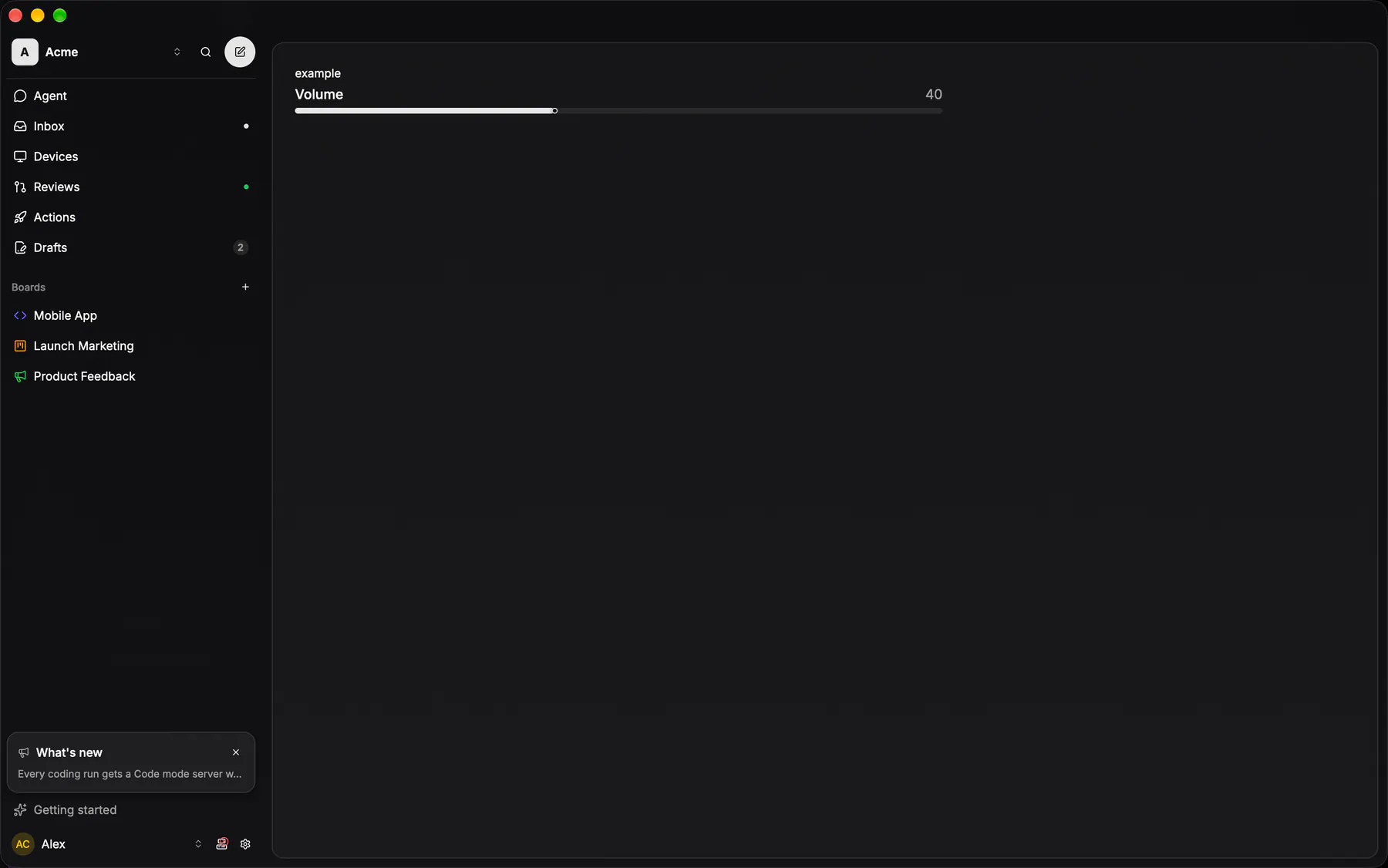 Slider rendered by the gpui renderer on Desktop