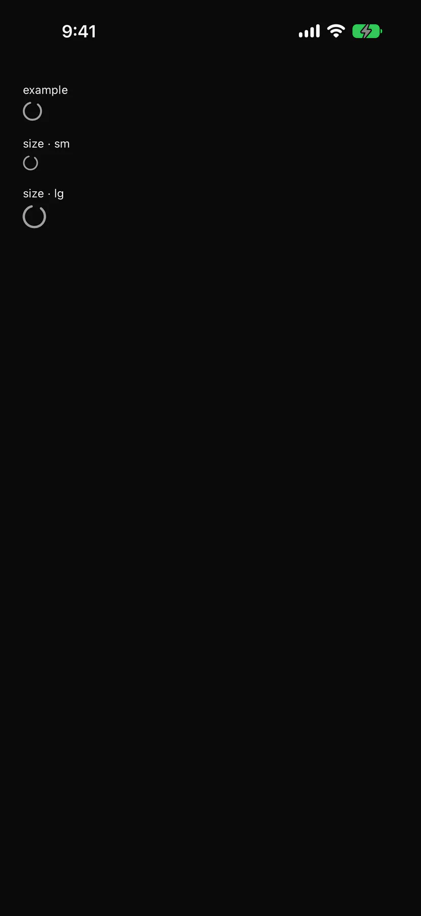Spinner rendered by the SwiftUI renderer on iOS