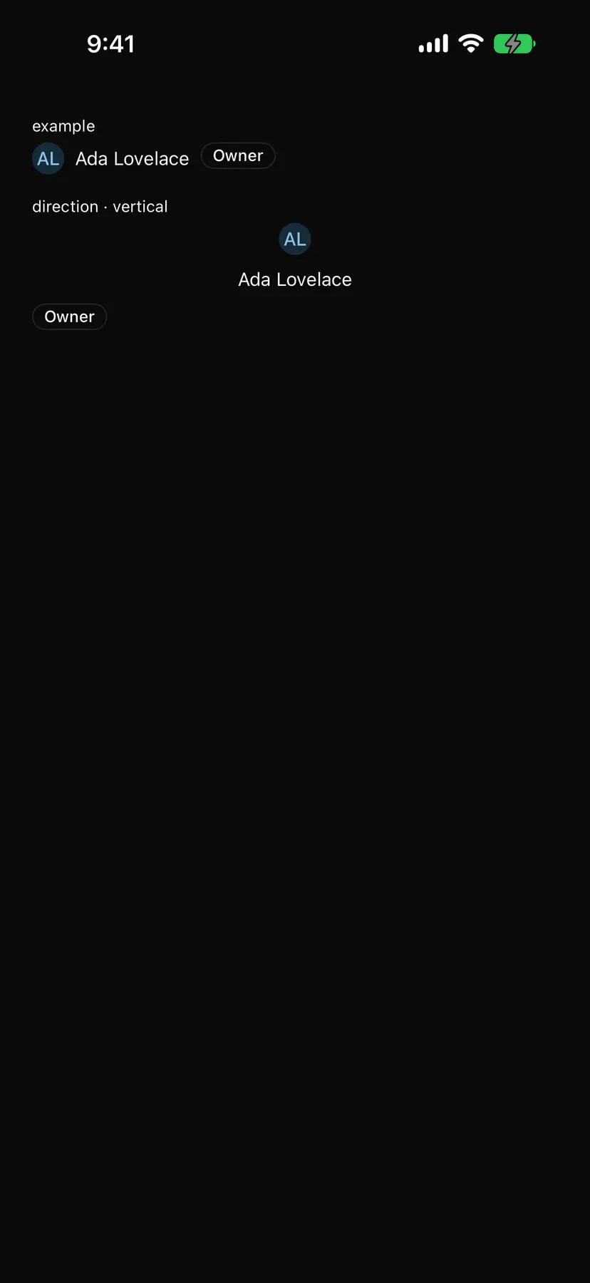 Stack rendered by the SwiftUI renderer on iOS