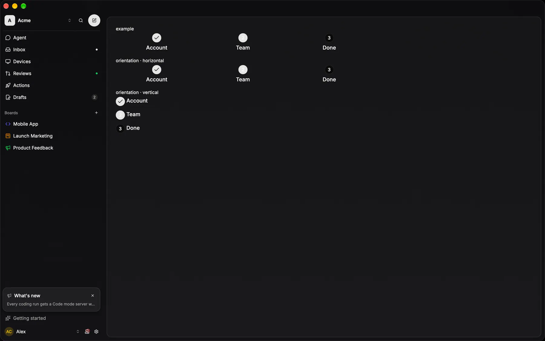 Stepper rendered by the gpui renderer on Desktop