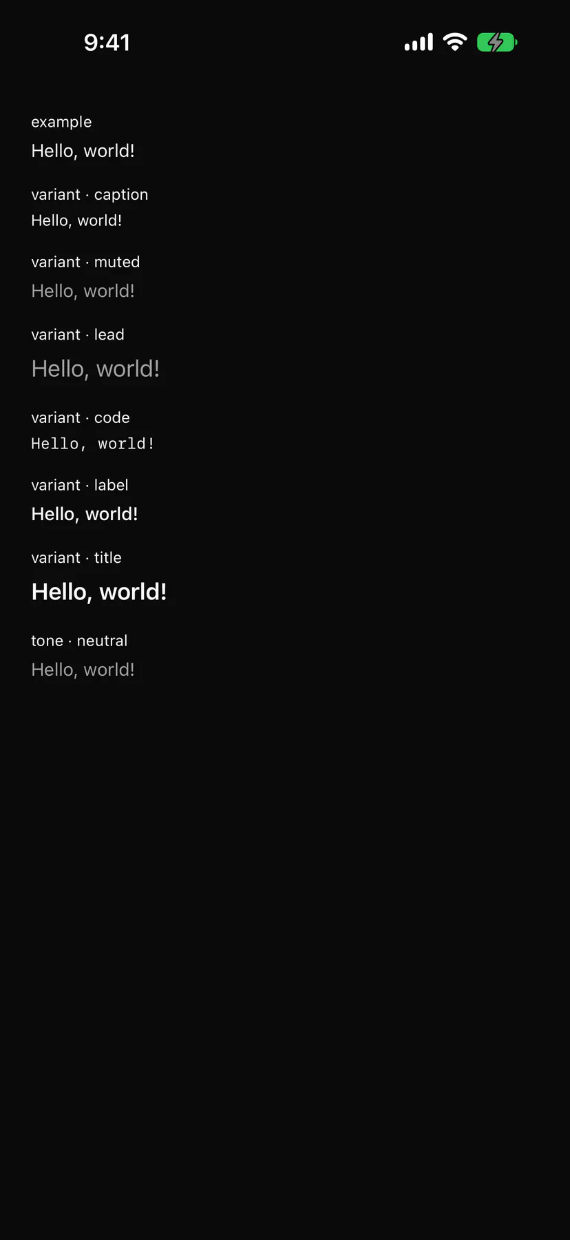 Text rendered by the SwiftUI renderer on iOS