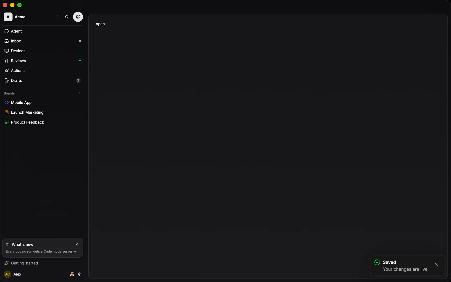 Toast rendered by the gpui renderer on Desktop