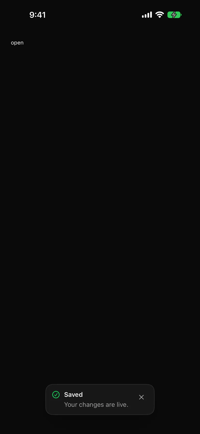Toast rendered by the SwiftUI renderer on iOS